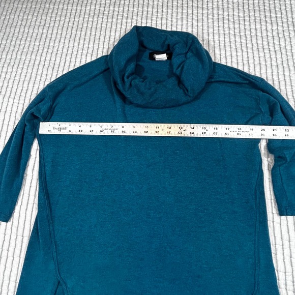Grayson Cowl Neck Sweater Womens XS 97% Rayon 3% Spandex Made in Indonesia Teal - Picture 2 of 12